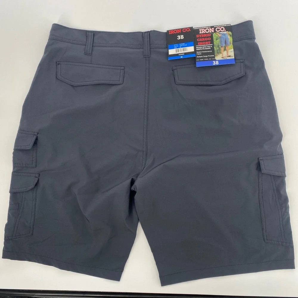 NEW Iron Co Hybrid Cargo Shorts Mens 38 Greystone Stretch Performance Utility